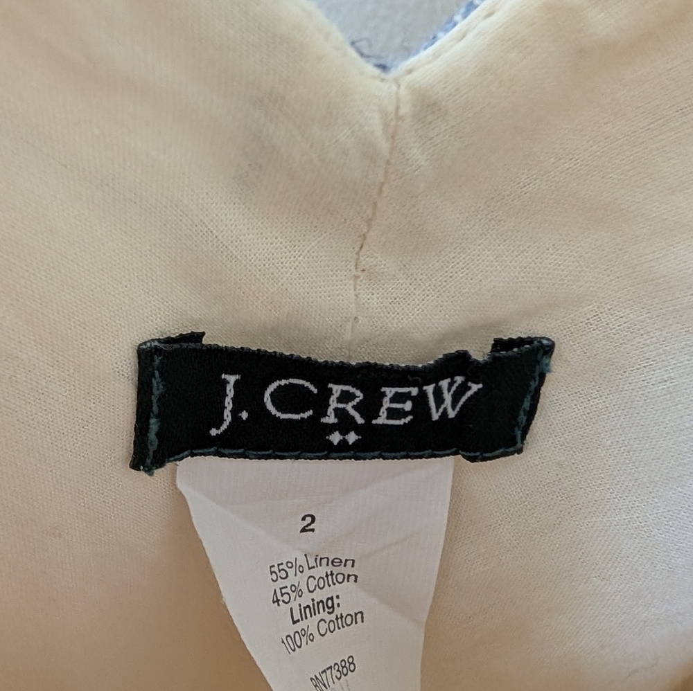 J. Crew Womens sleeveless pleated A line blue striped v neck dress. Size 2 - Picture 4 of 13
